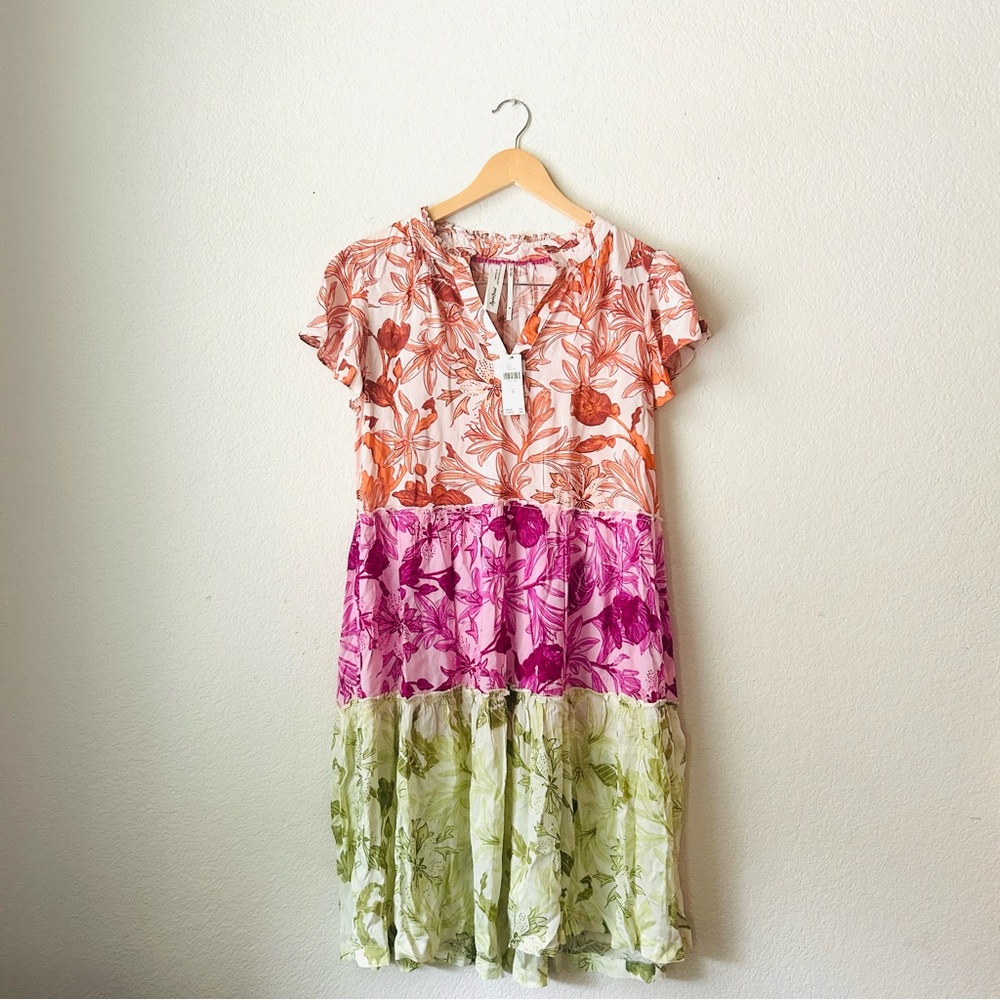NWT Anthropologie Alejandra Peñaloza Flutter-Sleeve Printed Pajama Dress Size M